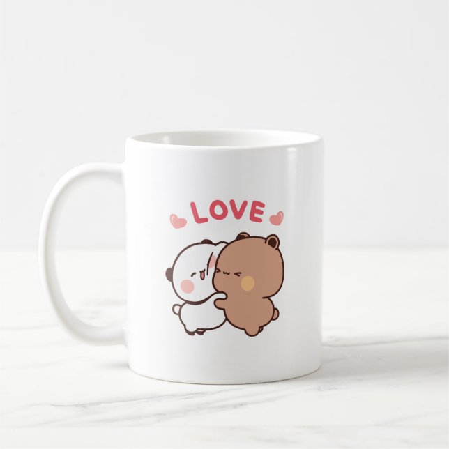 Mug Cute Panda couple ours, bubu et dudu câlin amour (Gauche)