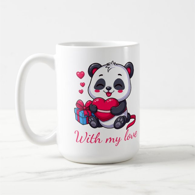 Mug Cute Panda Hugging Heart (Gauche)