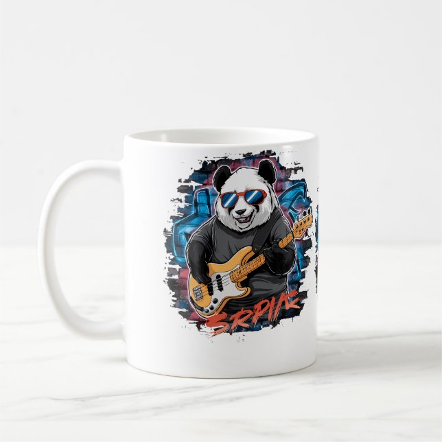 Mug Cute Panda Playing Bass Guitar Animal Playing Guit (Gauche)