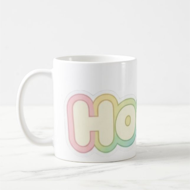 Mug Cute Pastel HOOOO Text design  (Gauche)