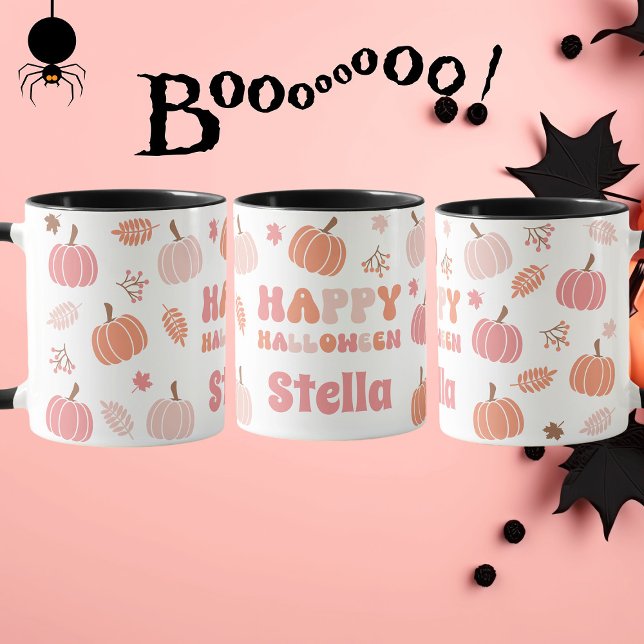Mug Cute Pastel Rose et Pêche Citrouille Halloween (Créateur téléchargé)