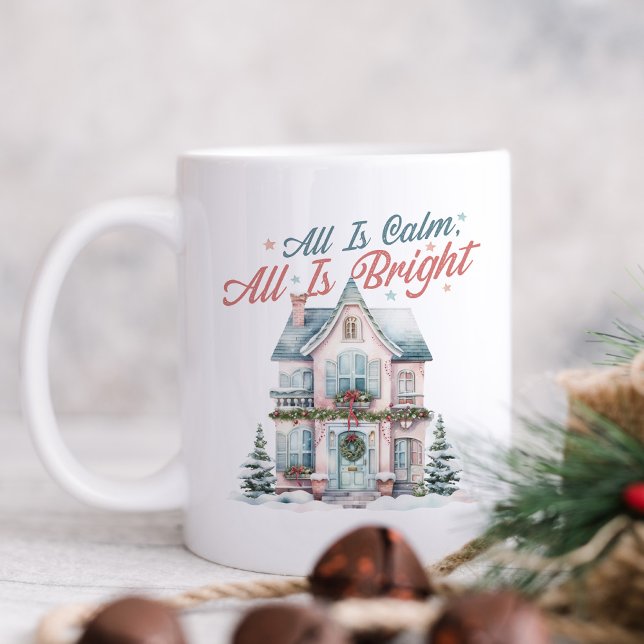 Mug Cute Pastel Tout est calme, tout est lumineux Noël (Créateur téléchargé)