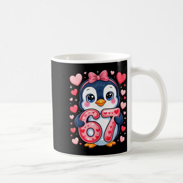 Mug Cute Penguin 67 Six Seven Valentine Hearts 6 7 Mem (Droite)
