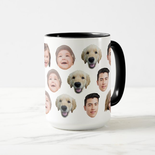 Mug Cute Personalized Family Face 5 Photos (Devant droit)