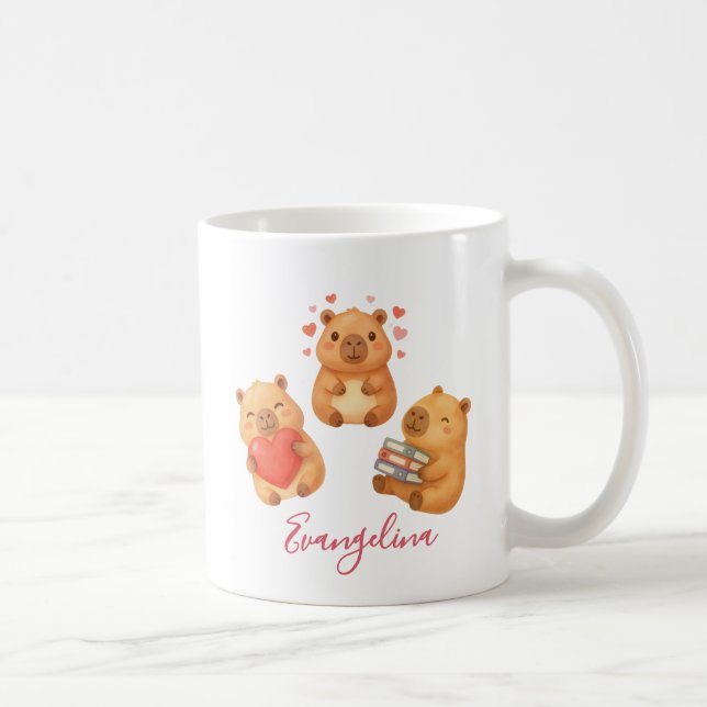 Mug Cute Personalized Watercolor Capybara (Droite)