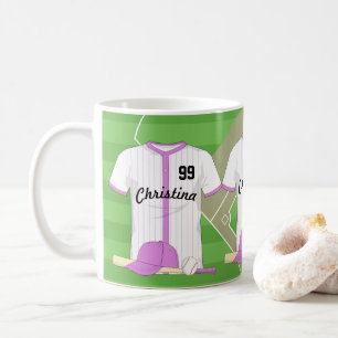 Mug Cute Personnalisée Baseball rose