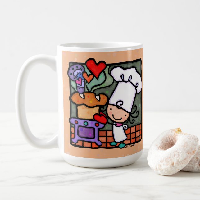 Mug Cute personnalisée Pain Cuisinier Cuisinier Chef C (Avec donut)