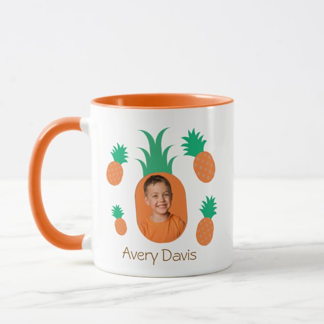 Mug Cute Pineapple Photo Template Personalized Kids Na (Gauche)