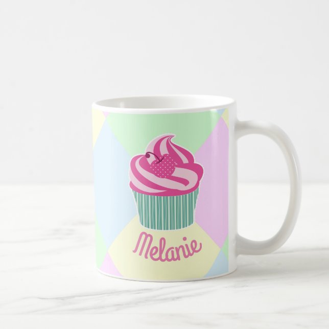 Mug Cute Pink Cupcake Pastel Colors Personalised (Droite)