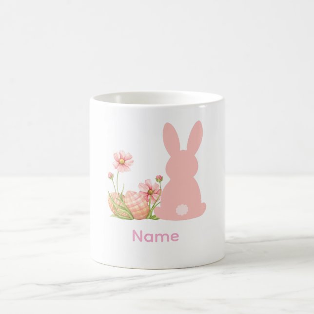 Mug Cute Pink Easter Bunny with Spring Flowers  (Centre)