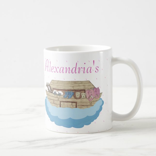 Mug Cute Pink Noah's Ark Nom personnalisé Boug café ca (Droite)