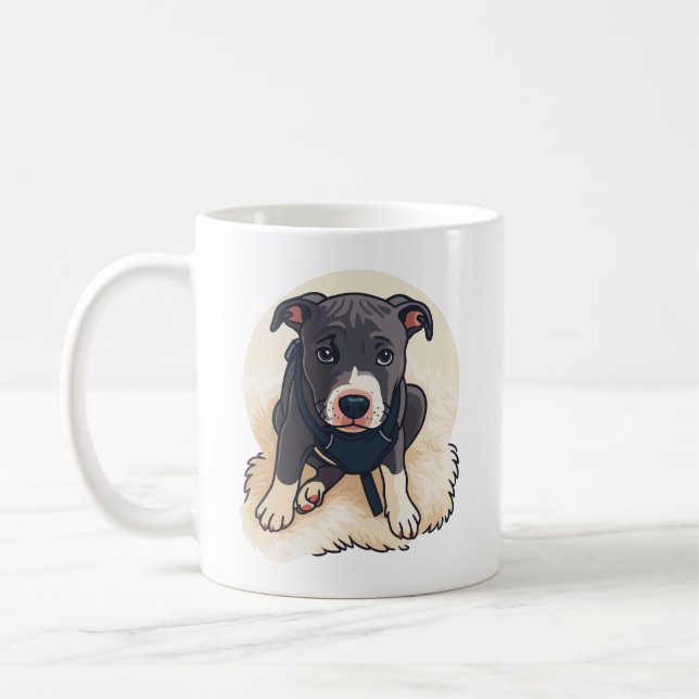 Mug Cute Pitbull Puppy Dog Cartoon Design (Gauche)