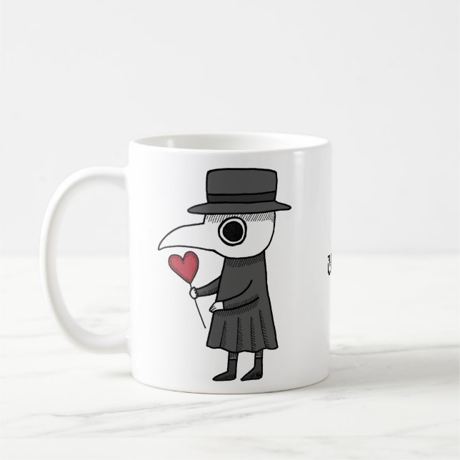 Mug Cute Plague Doctor avec Coeur unique Nom personnal (Gauche)