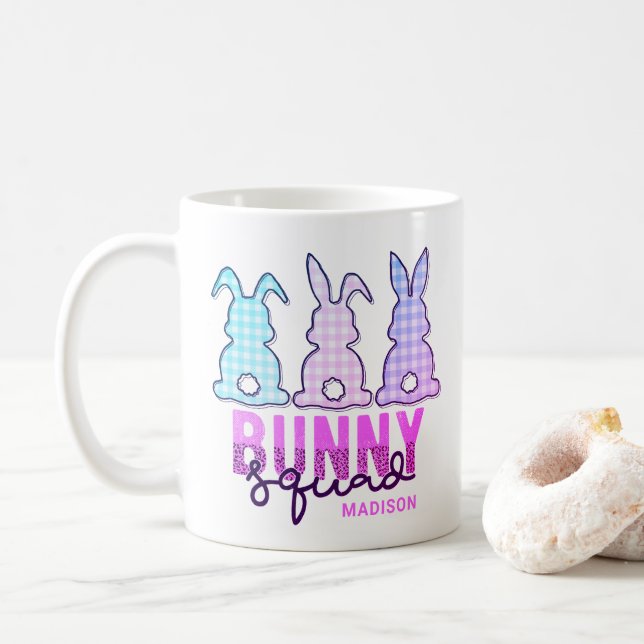Mug Cute Plaid Lapin Squad Rabbit Personnalisé (Avec donut)