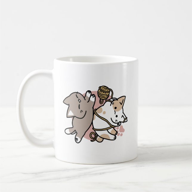 Mug Cute Playful Cats Design – Fun Paws and Play Art (Gauche)