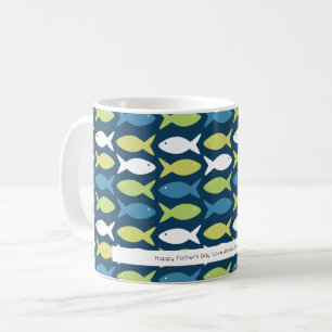 Mug Cute Poisson Bleu Vert Jaune Blanc Personnalisé