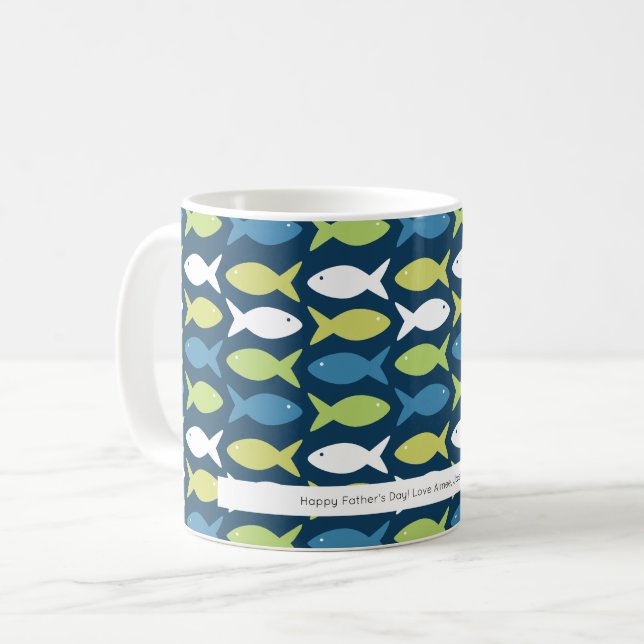 Mug Cute Poisson Bleu Vert Jaune Blanc Personnalisé (Devant gauche)