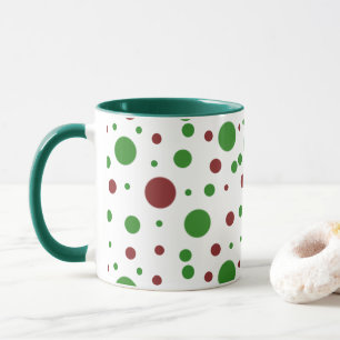 Mug Cute polka point Noël Rouge Vert motif