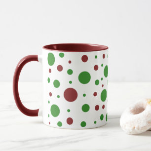 Mug Cute polka point Noël Rouge Vert motif
