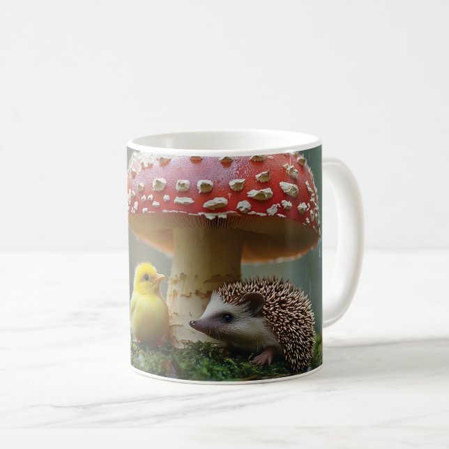Mug Cute poussette et hérisson se cachant sous un cham (Devant droit)