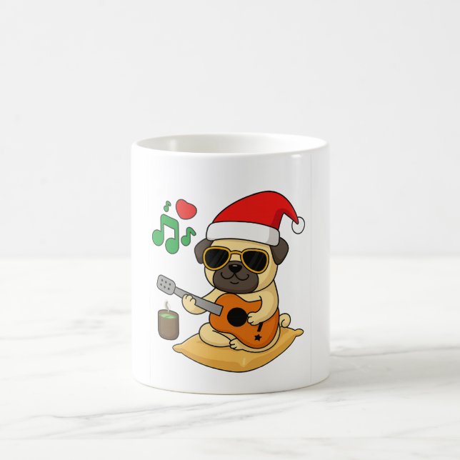 Mug Cute Pug Playing Guitar Christmas Gift (Centre)