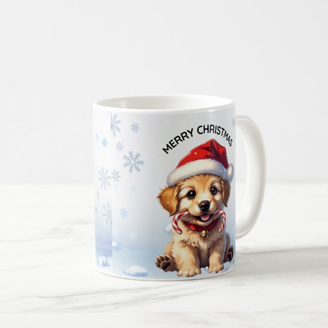 Mug Cute Puppy Christmas Golden Retriever Holiday (Devant droit)