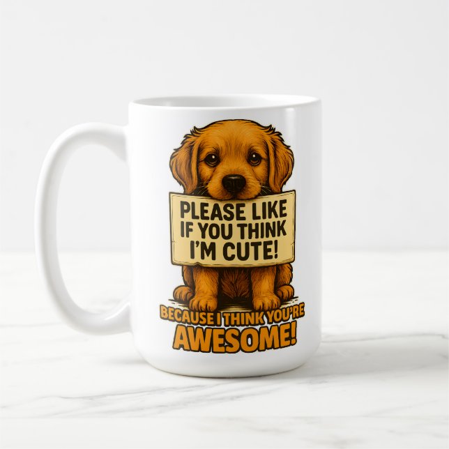 Mug Cute Puppy, Funny Dog Lover Quote (Gauche)
