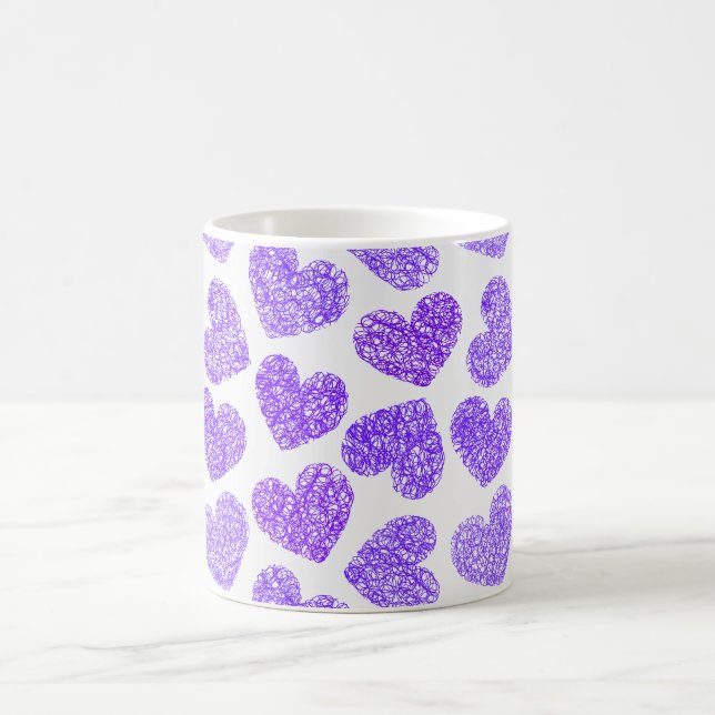 Mug Cute Purple Doodled Heart Valentine's Day Motif (Centre)