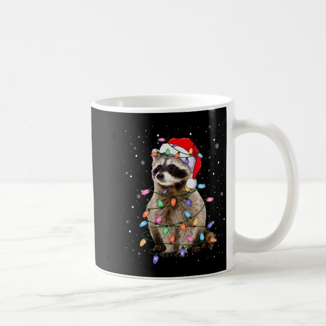 Mug Cute Raccoon Christmas Tree Lights Pajama Raccoon  (Droite)