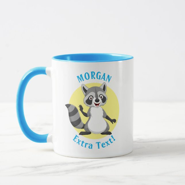 Mug Cute Raccoon, Personnaliser le nom et le message (Gauche)