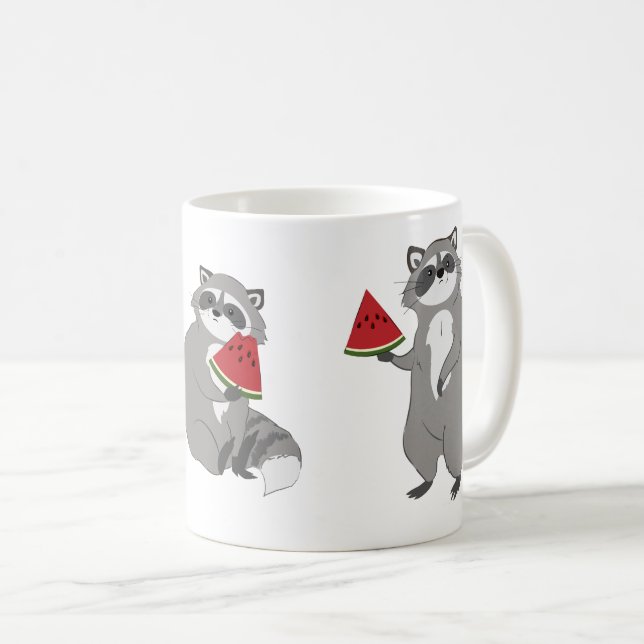 Mug Cute raccoon with watermelon (Devant droit)