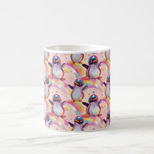 Mug Cute Rainbow Penguins et Stars Motif