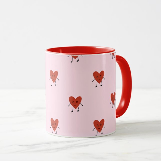 Mug Cute Red Hearts Seamless Love Pattern on Pink (Devant droit)