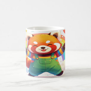 Mug Cute Red Panda Design - Happy Dancing Animal Rainb