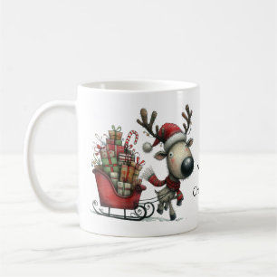Mug Cute Reindeer avec Sleigh et présente