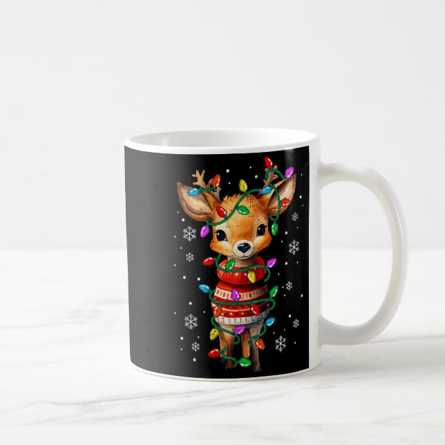 Mug Cute Reindeer Christmas Lights Santa Xmas Pjm Wome (Droite)