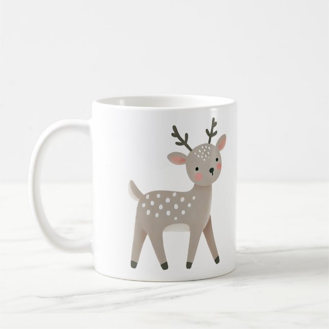 Mug Cute Reindeer Drawing Christmas (Gauche)
