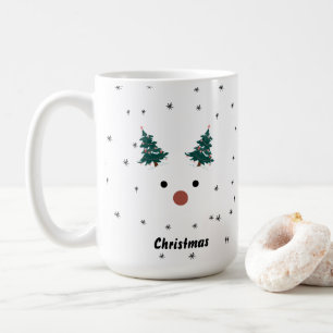 Mug Cute Reindeer Girl Santa Hat Nom personnalisé Noël