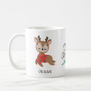 Mug Cute Reindeer Girly Nom personnalisé Noël