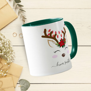 Mug Cute Reindeer Joyeux cadeau de Noël Café vert