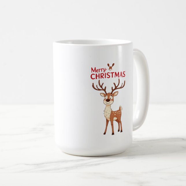 Mug Cute Reindeer Mascot With 'I Love Christmas' Text (Devant droit)