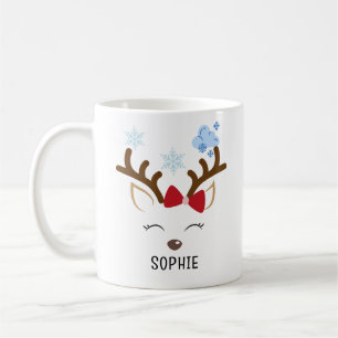 Mug Cute Reindeer Nom personnalisé Noël