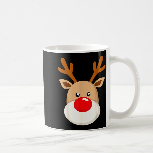 Mug Cute Reindeer Rudolph Red Nose Christmas Antlers  (Droite)