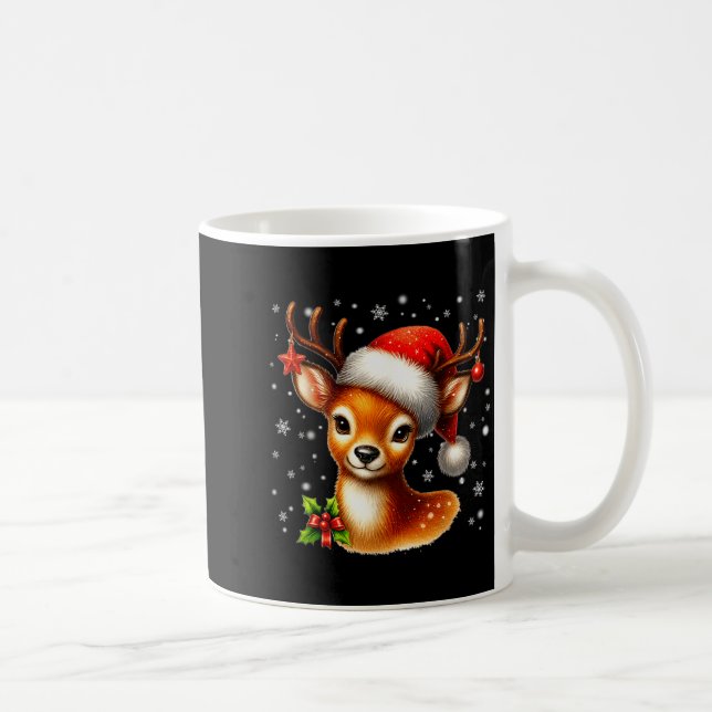 Mug Cute Reindeer Santa Hat Rednose Christmas Xmas Wom (Droite)