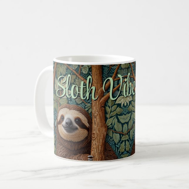 Mug Cute retro boho funny Sloth Vibes Only (Devant gauche)