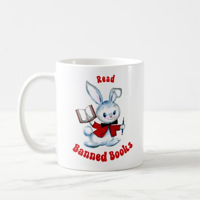 Mug Cute Retro Bunny - Lire Livres Interdits (Gauche)