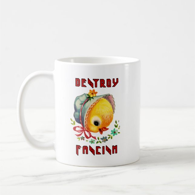 Mug Cute Retro Chick - Détruire le fascisme (Gauche)