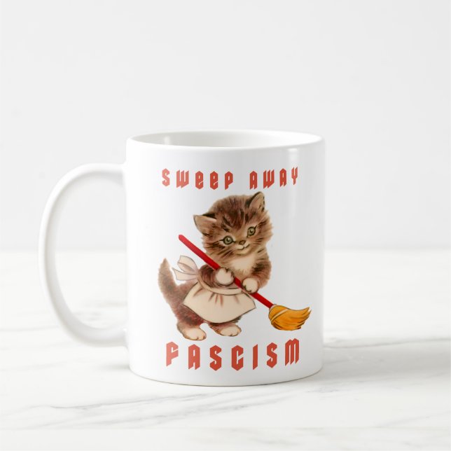Mug Cute Retro Kitten - Balayer le fascisme (Gauche)