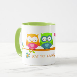 Mug Cute Retro Owl Couple Valentine Love You Owways