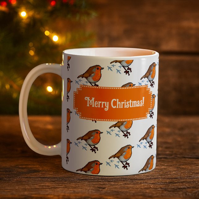 Mug Cute Robin Red Breast Merry Christmas! Pattern (Créateur téléchargé)